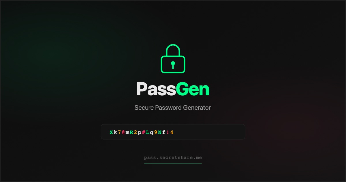 PassGen - Secure Password Generator | pass.secretshare.me